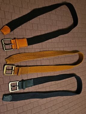 3 Men's Arcade Web Belts in Navy, Tan & Black Size L
